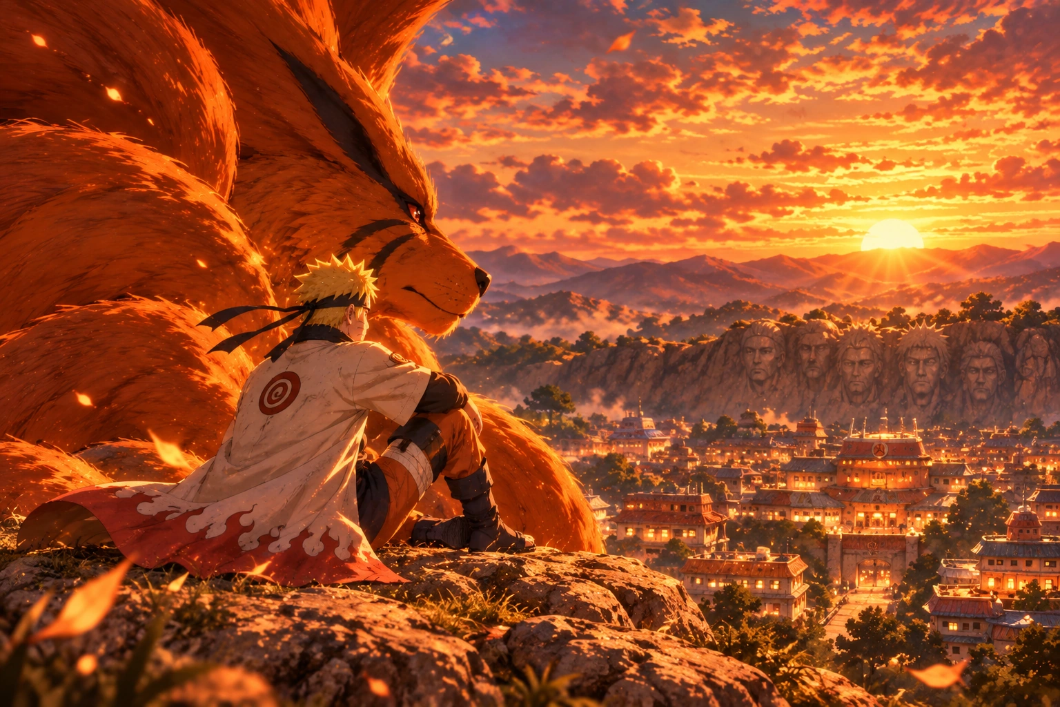 Naruto & Kurama — Konoha View — anime-inspired wall art