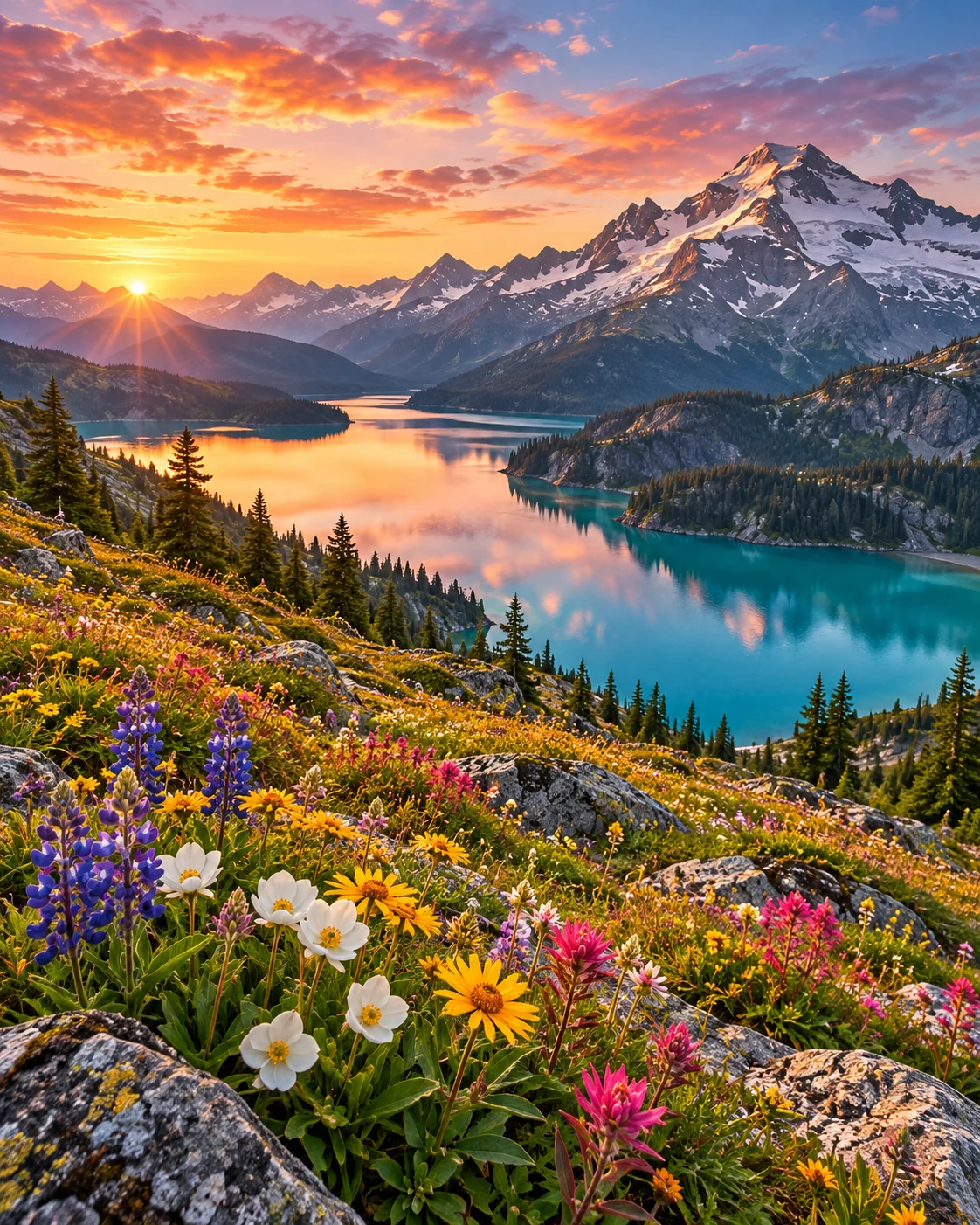 Alpine Wildflower Dawn — nature wall art