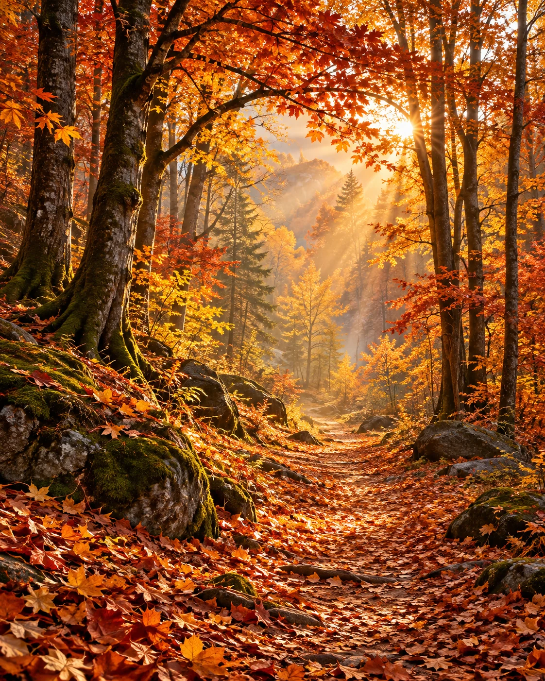 Amber Forest Path — nature wall art