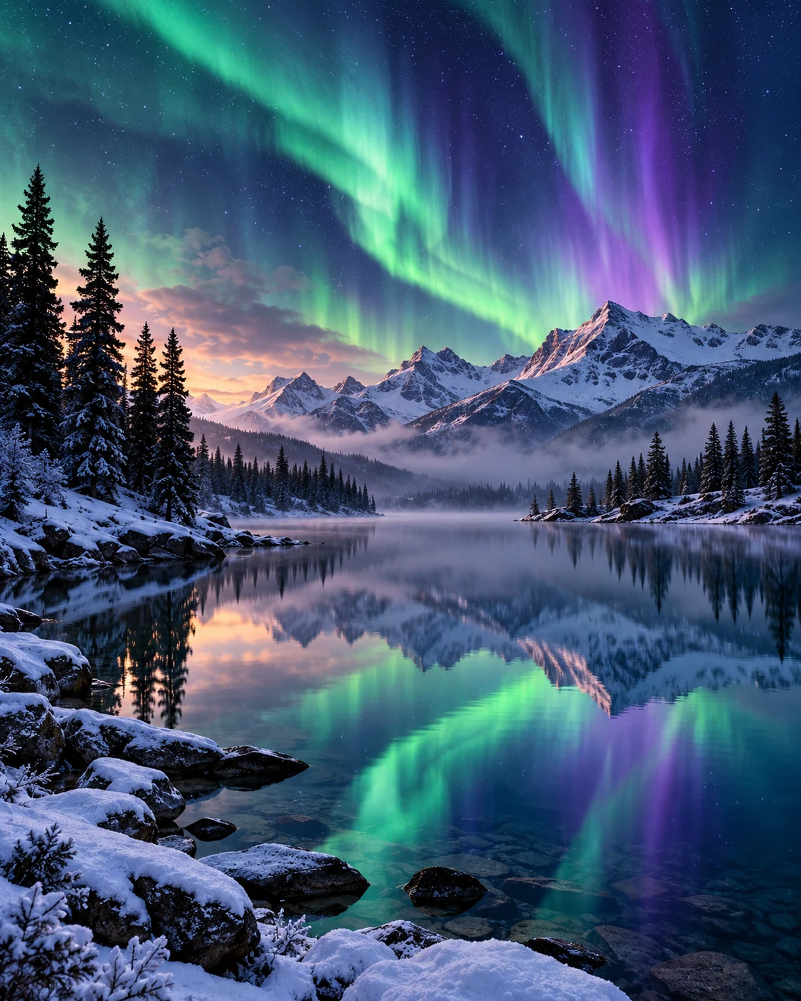 Aurora Mirror Lake — nature wall art