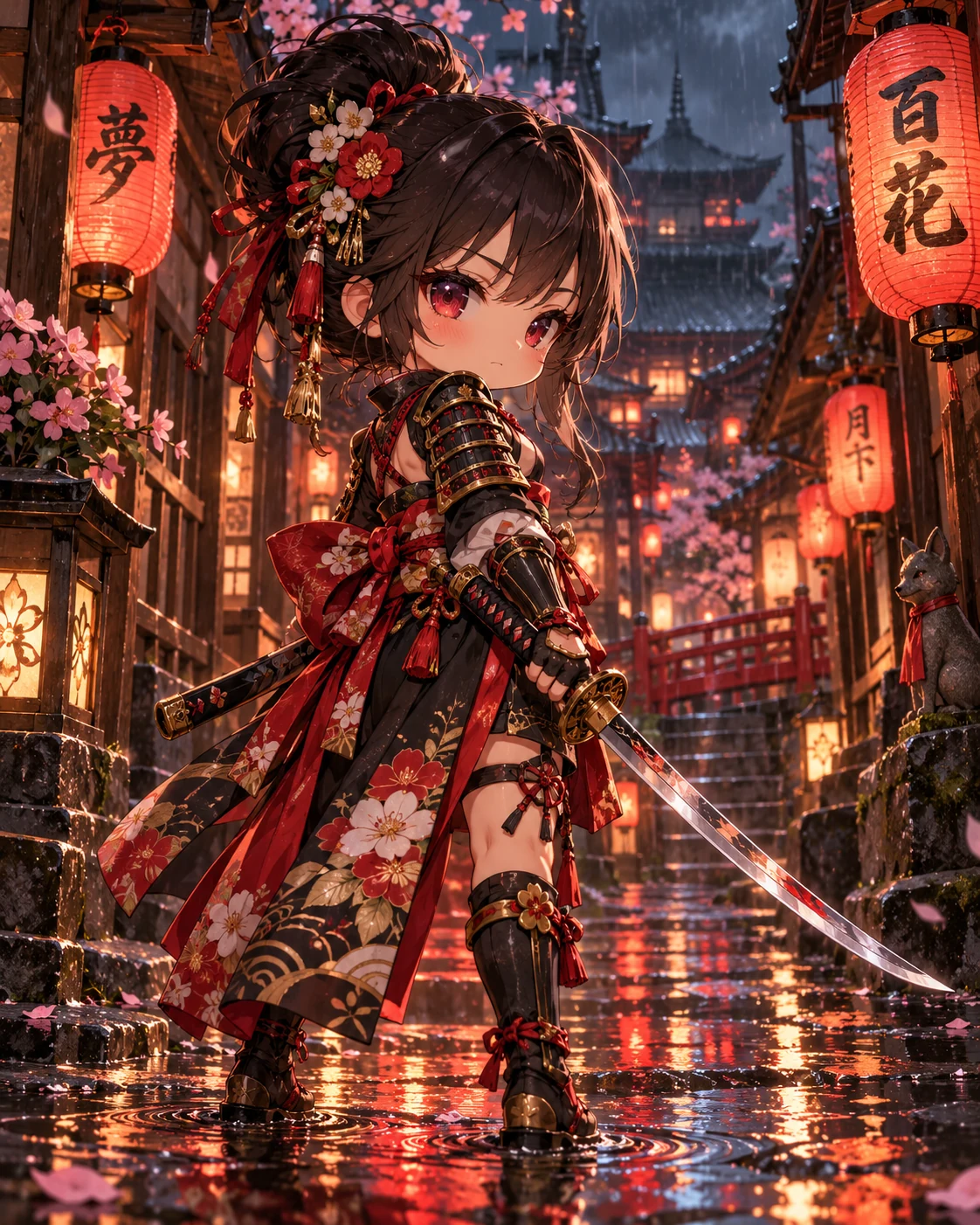 Crimson Ronin Chibi — anime-inspired wall art