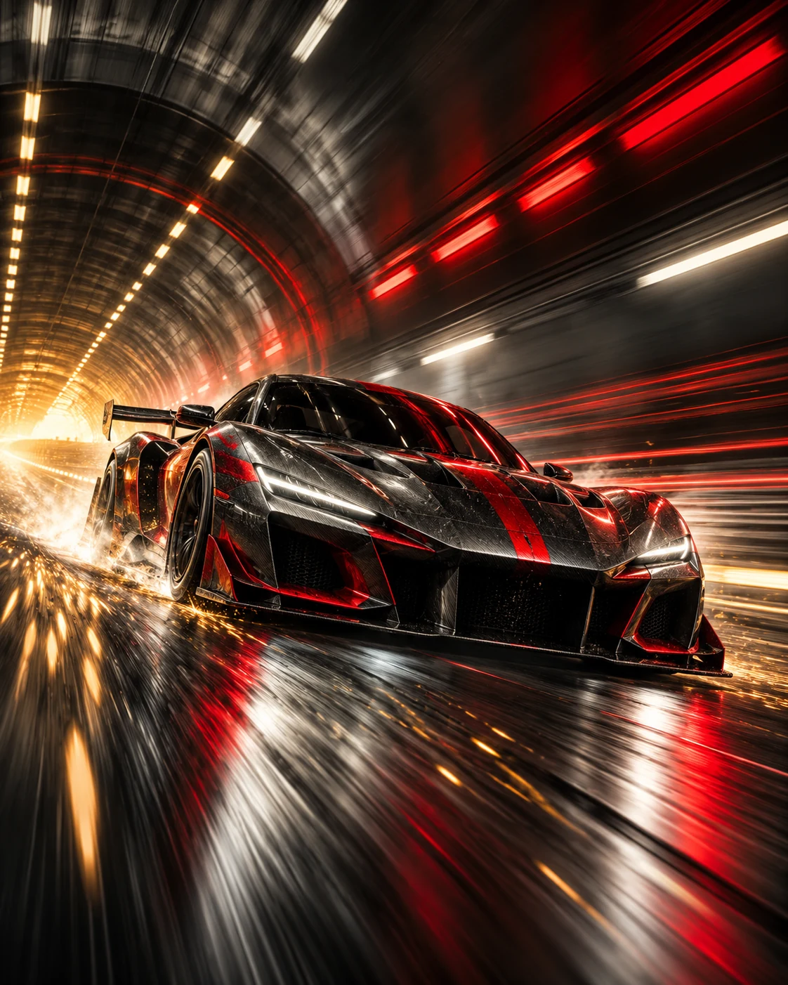 Crimson Tunnel — automotive wall art