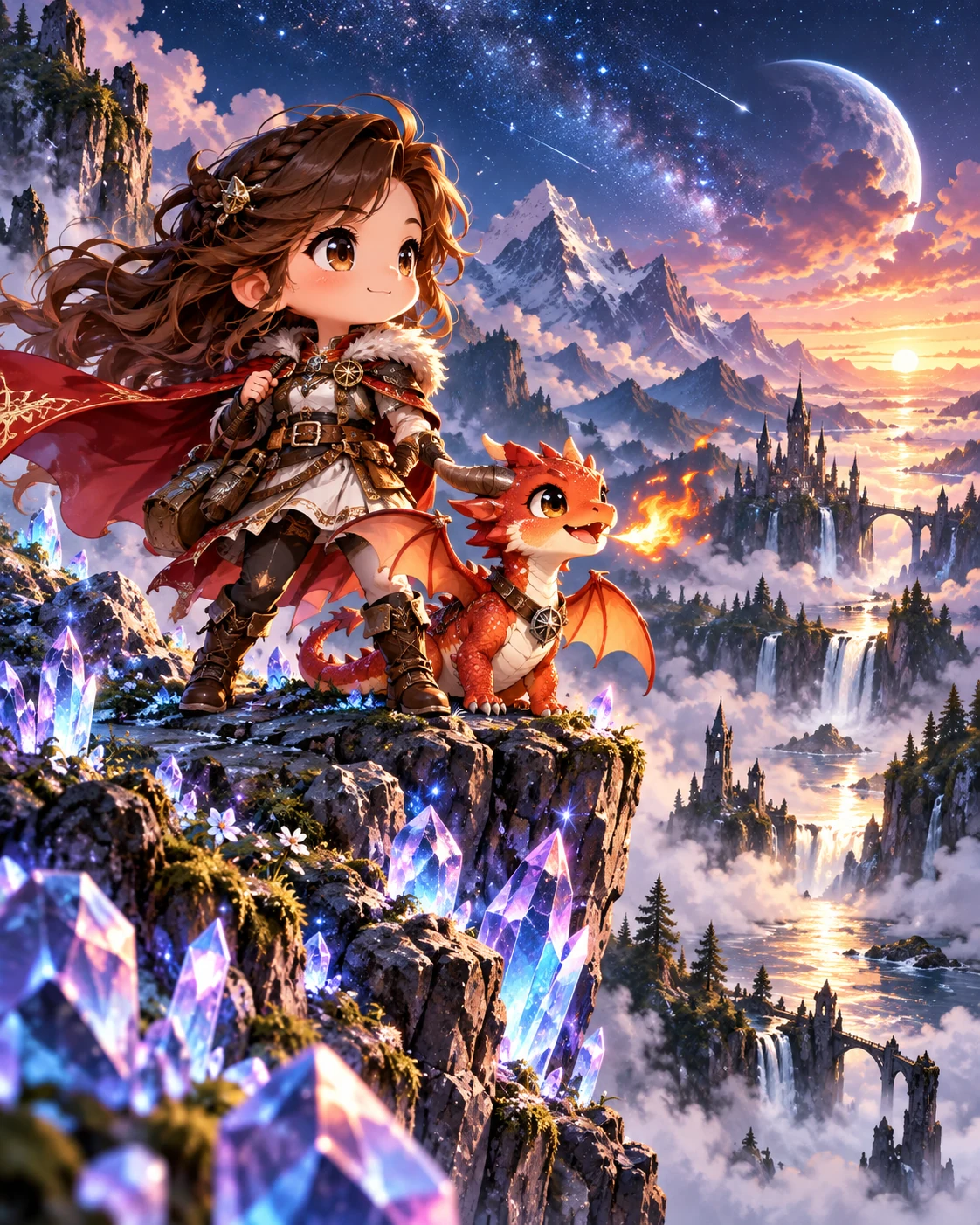 Crystal Dragon Chibi — anime-inspired wall art