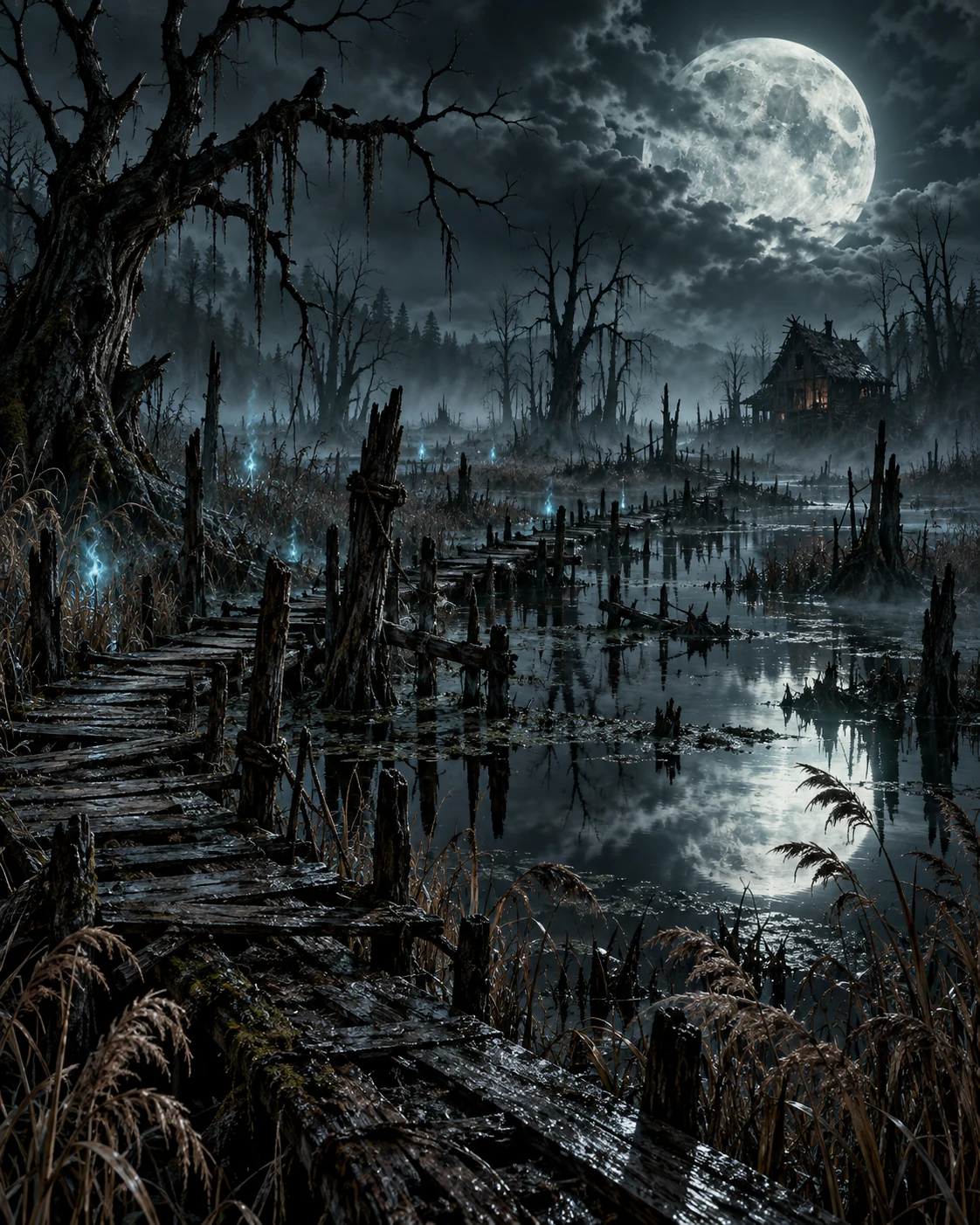 Dead Marsh Moon — dark gothic wall art