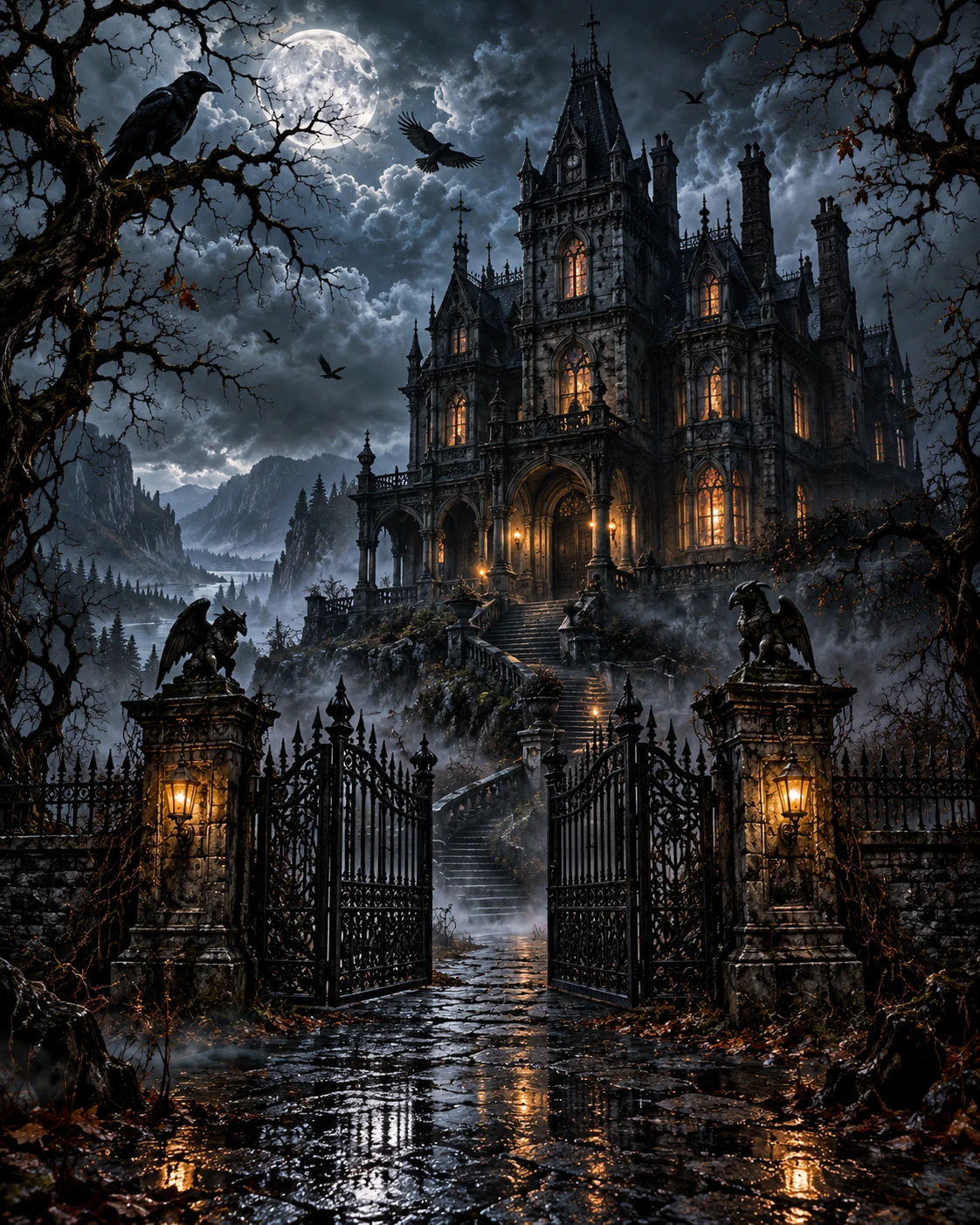 Haunted Manor — dark gothic wall art