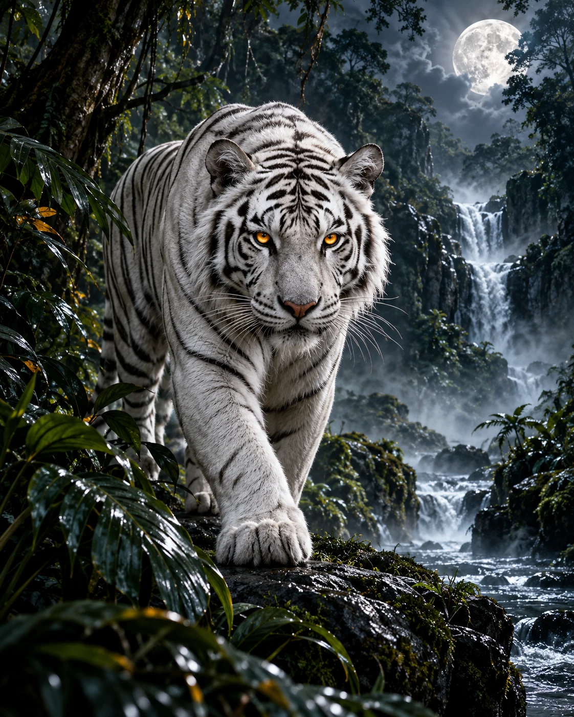 Moonlit White Tiger — animal wall art