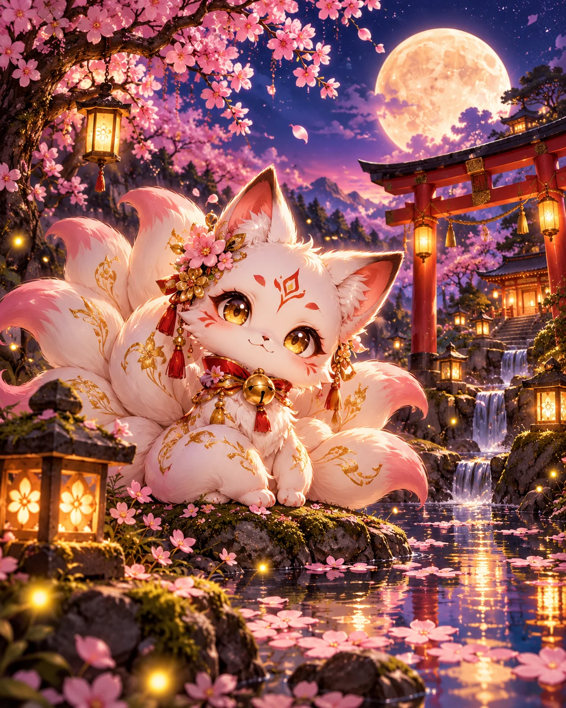 Sakura Kitsune Chibi — anime-inspired wall art