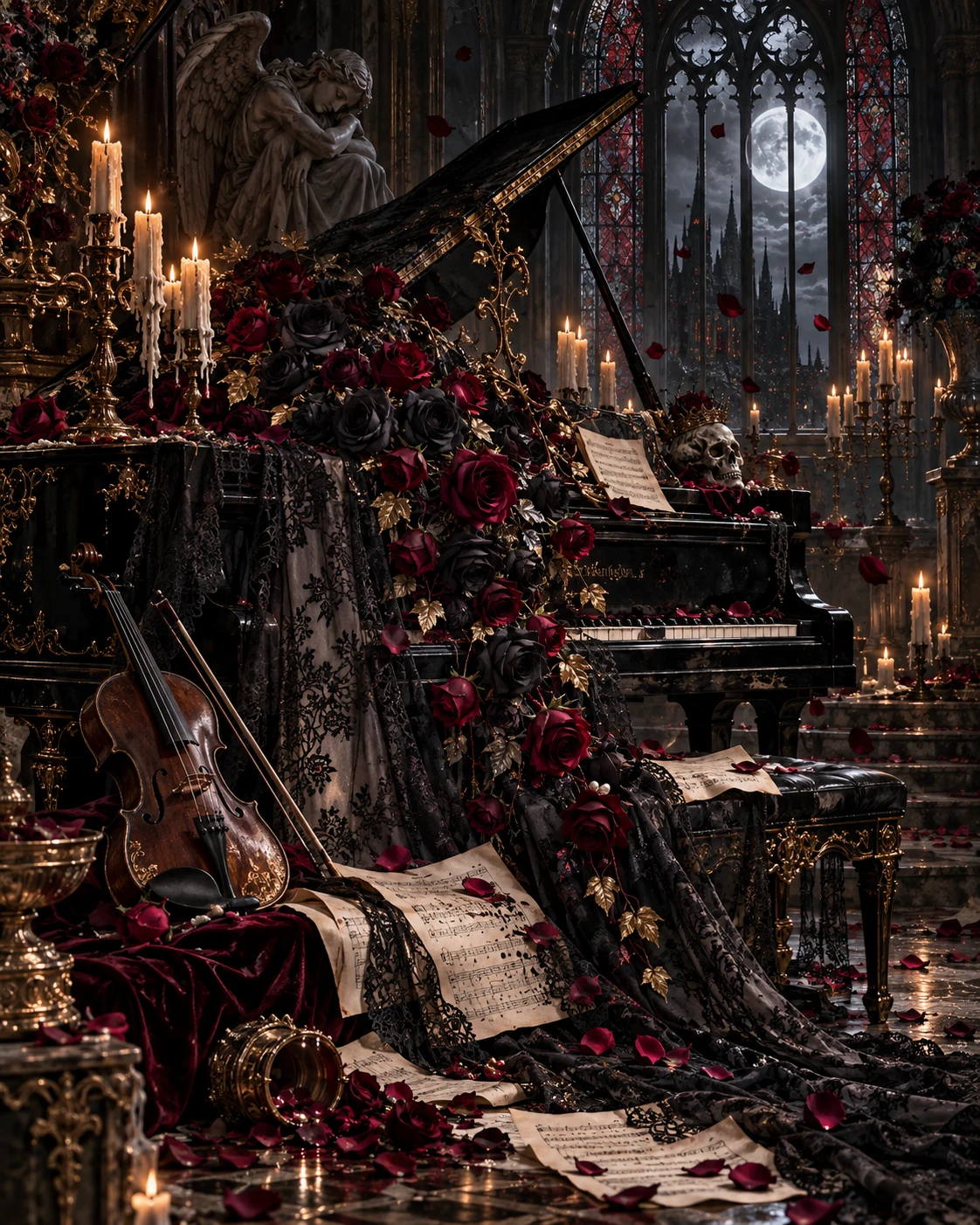 Black Rose Requiem — dark gothic wall art