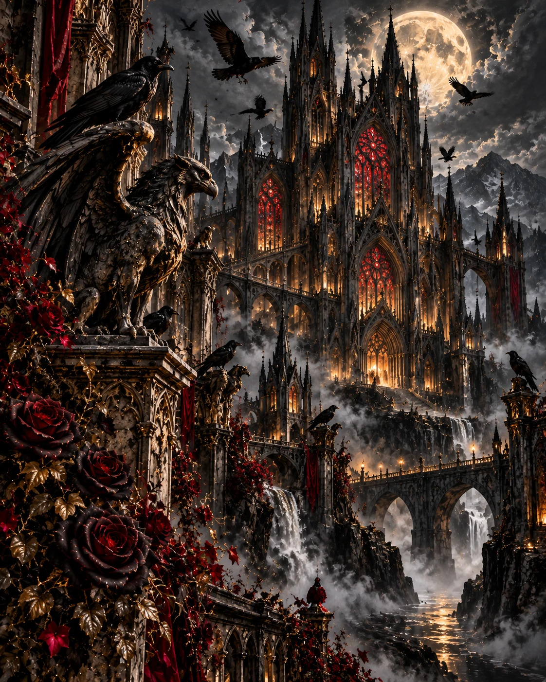 Raven Cathedral — dark gothic wall art